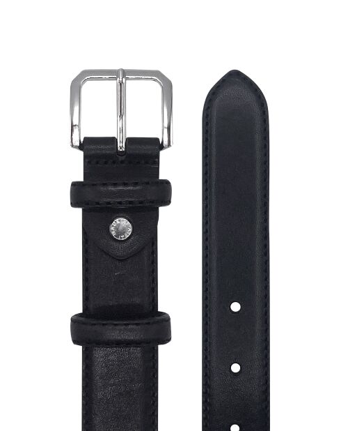 Ceinture femme en Cuir bord surpiques noire