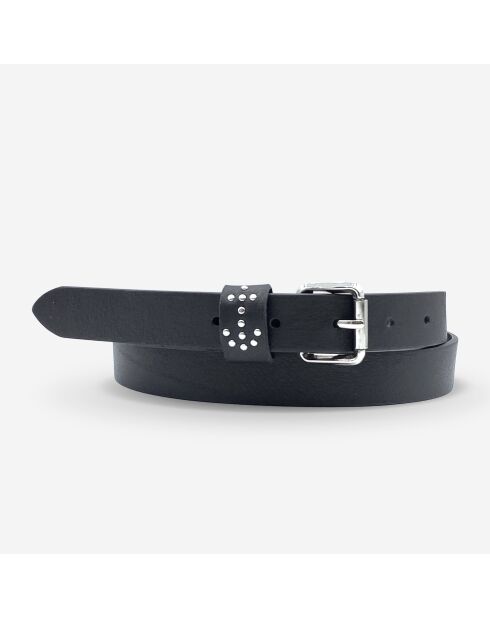 Ceinture femme en Cuir boucle passant studs ancre noire
