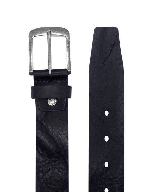 Ceinture homme en Cuir bord franc large noire