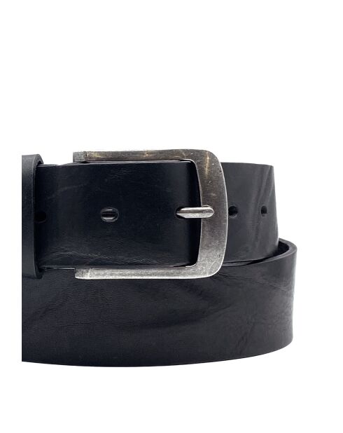 Ceinture homme en Cuir bord franc large noire