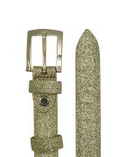 Ceinture femme en Cuir métallique pailleté dorée