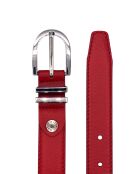 Ceinture femme en Cuir 2 passants argentés rouge