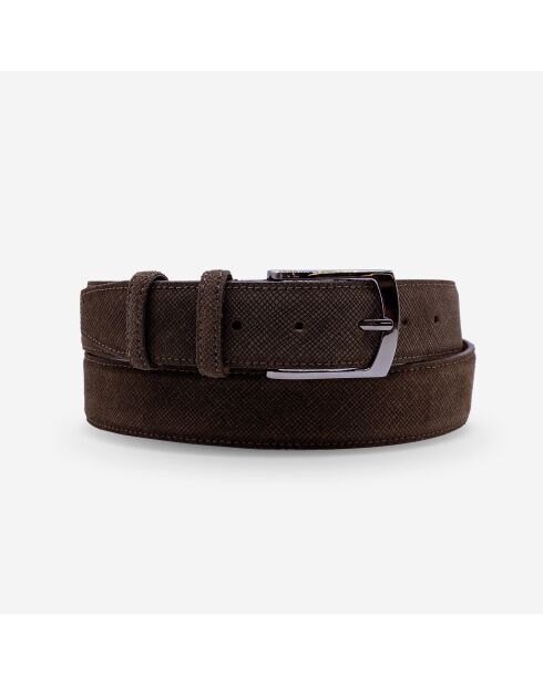 Ceinture en Cuir de vachette homme ct055 brune