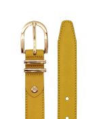 Ceinture femme en Cuir 2 passants argentés moutarde