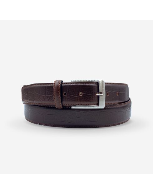 Ceinture homme en Cuir façon croco brune