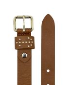 Ceinture femme en Cuir boucle passant studs ancre cognac