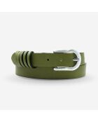 Ceinture femme en Cuir 5 passants verte