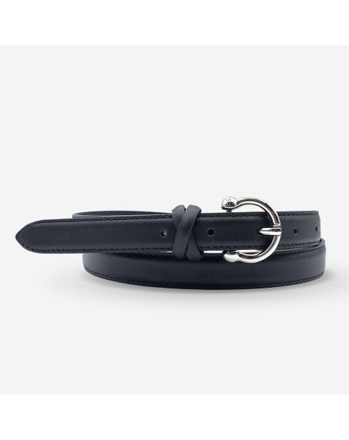 Ceinture femme en Cuir passants croisés noire