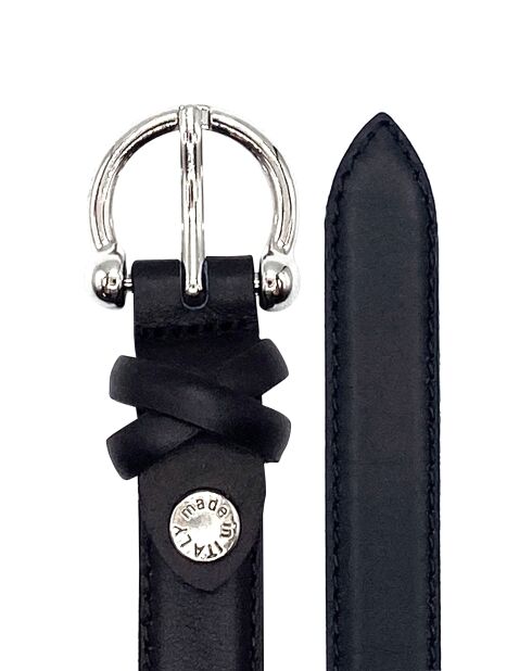 Ceinture femme en Cuir passants croisés noire