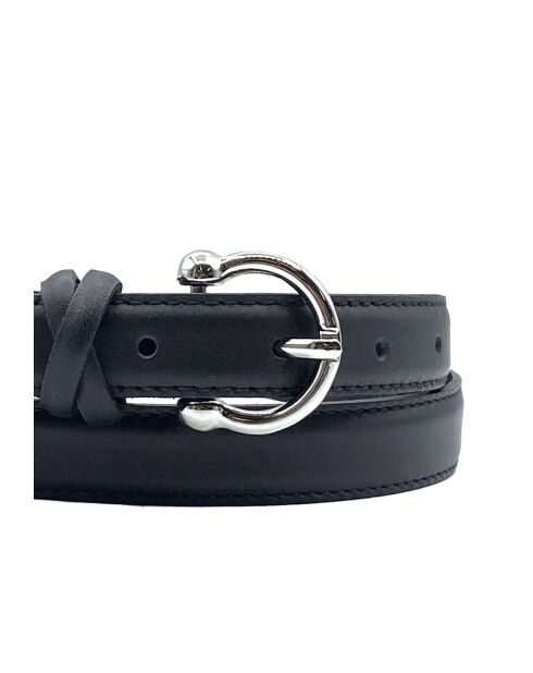 Ceinture femme en Cuir passants croisés noire