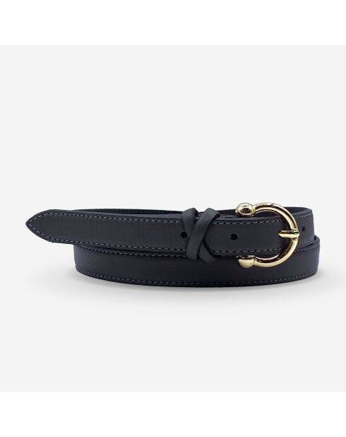 Ceinture femme en Cuir passants croisés grise