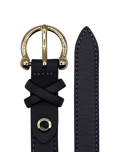 Ceinture femme en Cuir passants croisés grise