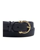 Ceinture femme en Cuir passants croisés grise