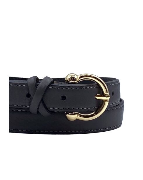Ceinture femme en Cuir passants croisés grise