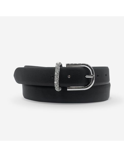Ceinture femme en Cuir type strass noire