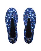 Ballerines en Velours fleurs bleues