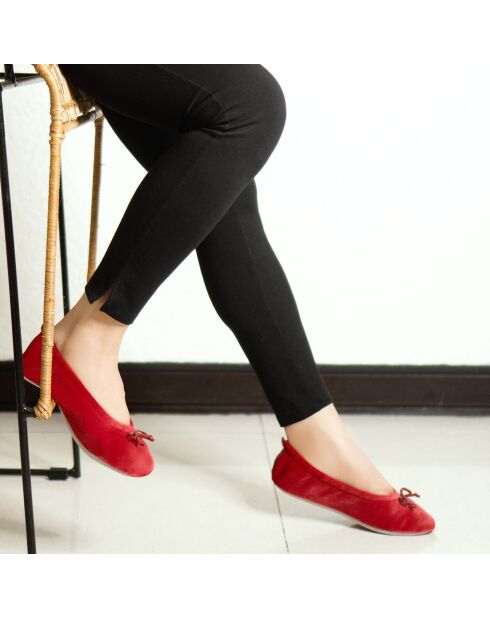 Ballerines en Velours petit noeud rouges