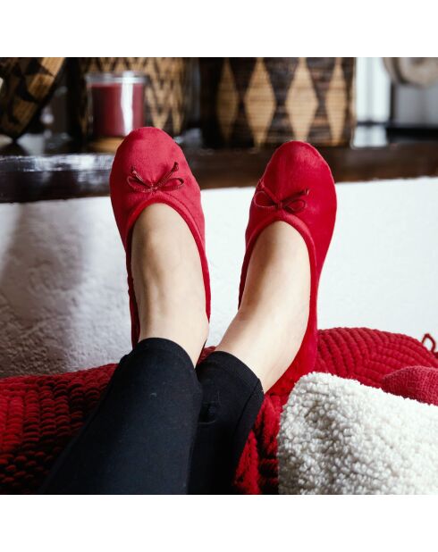 Ballerines en Velours petit noeud rouges