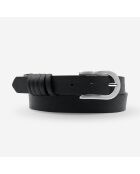 Ceinture femme en Cuir 5 passants noire