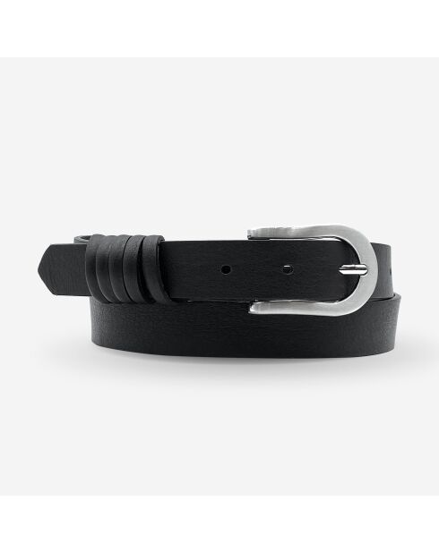 Ceinture femme en Cuir 5 passants noire