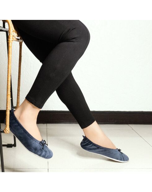 Ballerines en Velours petit noeud deep blue