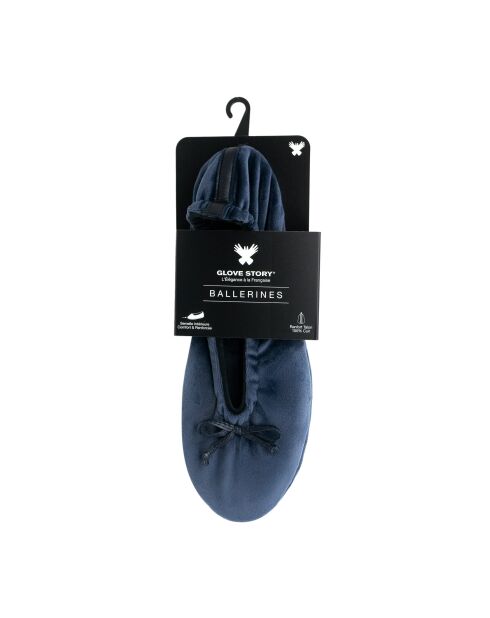 Ballerines en Velours petit noeud deep blue