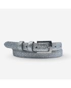 Ceinture femme en Cuir métallique pailleté argentée