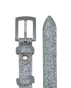 Ceinture femme en Cuir métallique pailleté argentée