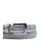 Ceinture femme en Cuir métallique pailleté argentée