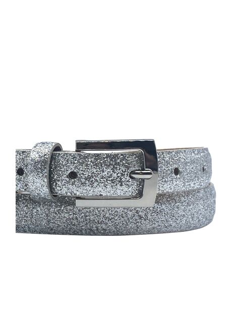 Ceinture métallique Cyran pailletée argentée