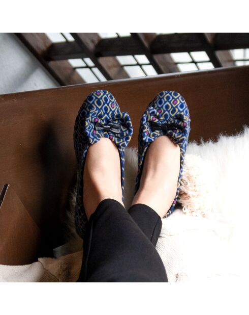 Ballerines dinterieur en velours imprime cf0143 geometrique-Geometrique