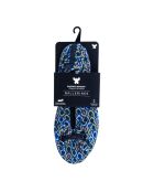 Ballerines d'interieur en velours imprimé cf0143 géometrique bleues