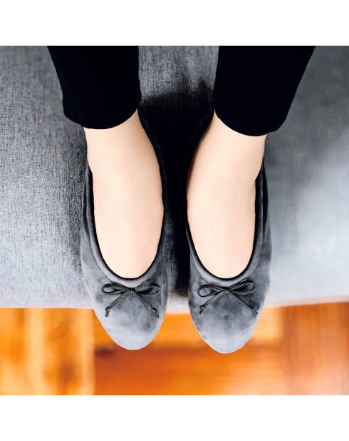 Ballerines petit noeud gris-Gris