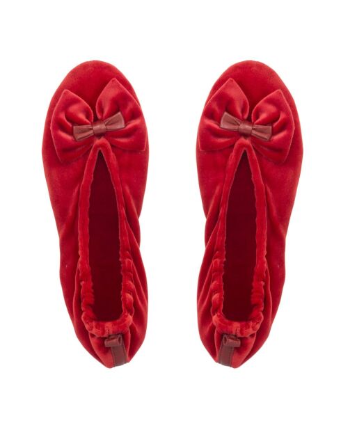 Ballerines en Velours double noeud rouges