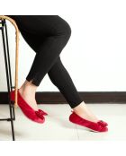 Ballerines en Velours double noeud rouges