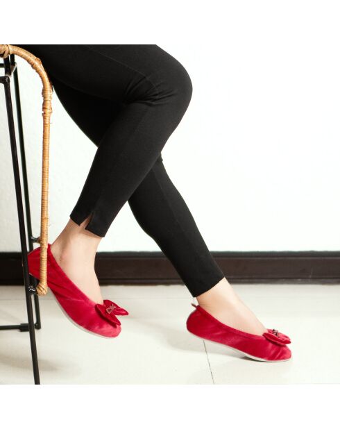 Ballerines en Velours double noeud rouges