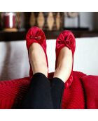 Ballerines en Velours double noeud rouges