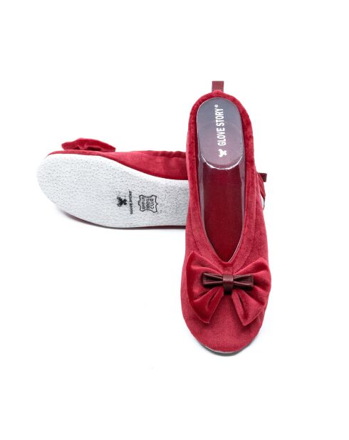 Ballerines en Velours double noeud rouges