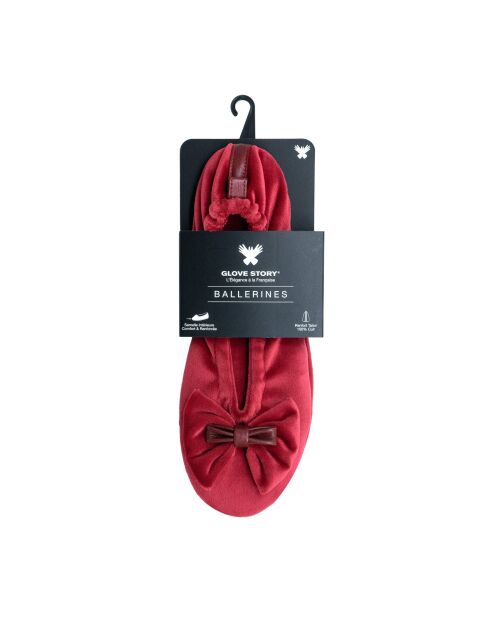 Ballerines en Velours double noeud rouges