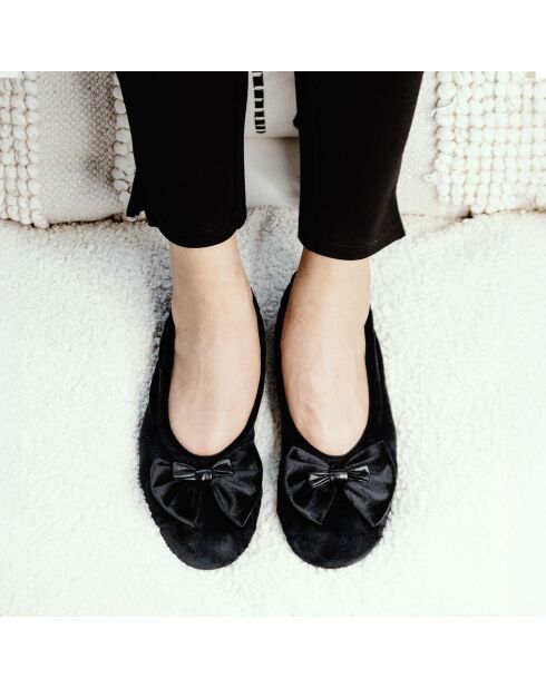 Ballerines en Velours double noeud noires