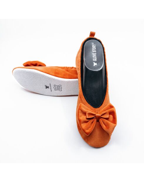 Ballerines en Velours double noeud brique