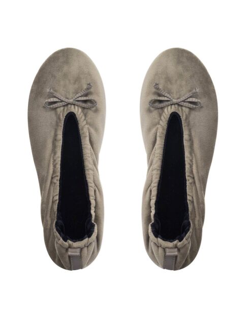 Ballerines en Velours petit noeud taupe