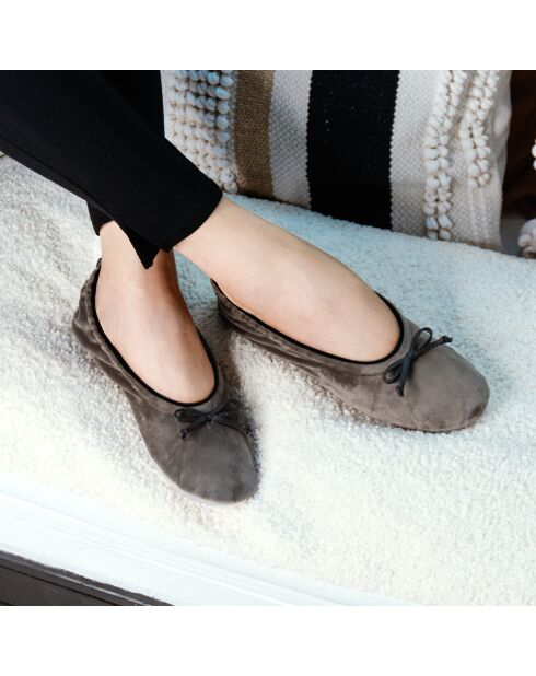 Ballerines petit noeud taupe-Taupe