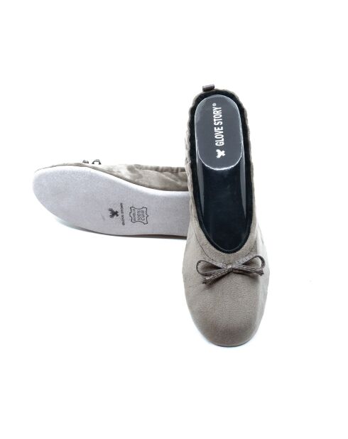 Ballerines en Velours petit noeud taupe