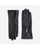 Gants cuir agneau-100% soie-21589SN-noir