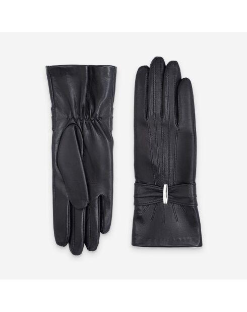 Gants cuir agneau-100% soie-21589SN-noir