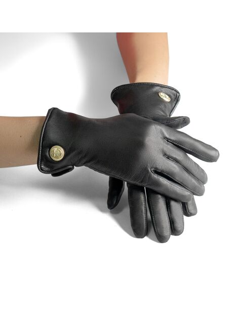 Gants cuir agneau-100% soie-Tactile-21524SN-noir
