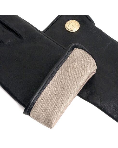 Gants cuir agneau-100% soie-Tactile-21524SN-noir