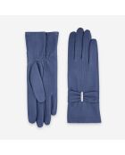 Gants en Cuir d'Agneau doublure Soie 21589SN bleu gris