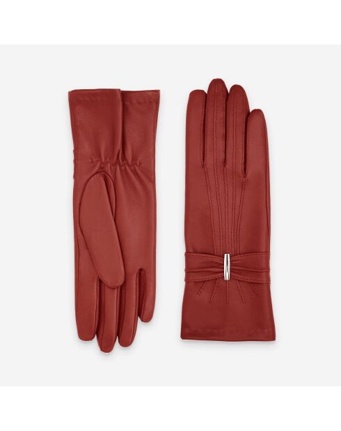 Gants en Cuir d'Agneau doublure Soie 21589SN brique